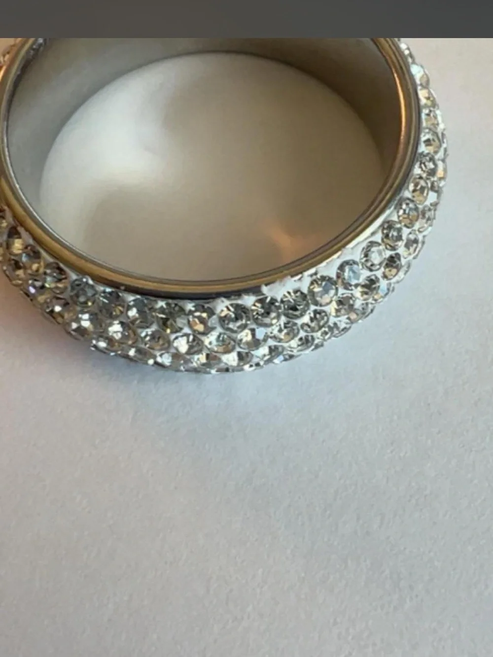 Titanium Pavé Crystal Ring Size 13 Wide Band Rhinestone Statement Ring